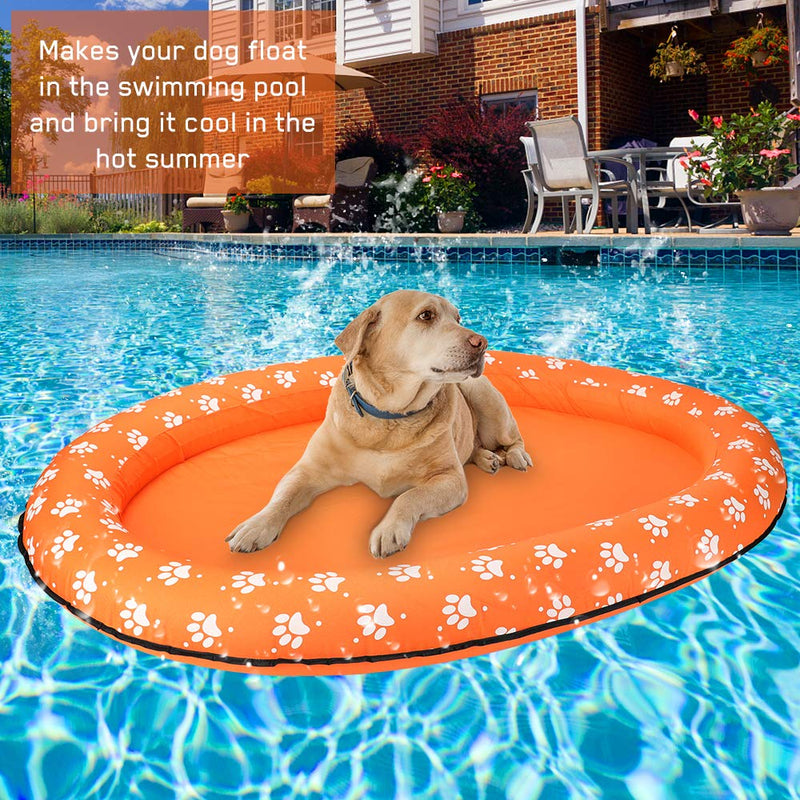 Aceshop Inflatable Pool Float for Dog Large Pet Hammock Float Pet Dog Swimming Pool Float Summer Pet Inflatable Float for Adult Dogs Puppies Cat, Dog Swimming Pool Float (Orange) - PawsPlanet Australia