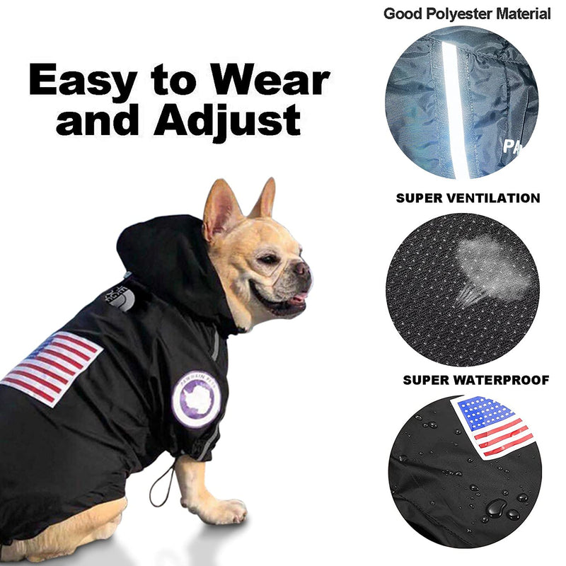 ZIKOO Dog Raincoats,Dog Raincoats with Reflective Strips,Waterproof Pet Clothes,Adjustable Lightweight Poncho Jackets,Raincoats Suitable for Small,Medium and Large Dogs Black S Black1 - PawsPlanet Australia