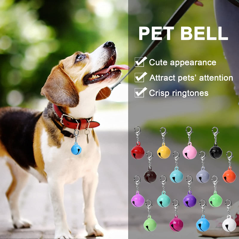 Molain 16Pcs Cat Dog Collar Bells, Jingle Bell for Cat Collar Dog Collar Charms Colourful Small Bells with Clasps Pet Collar Accessories Festival Party DIY Decoration - PawsPlanet Australia