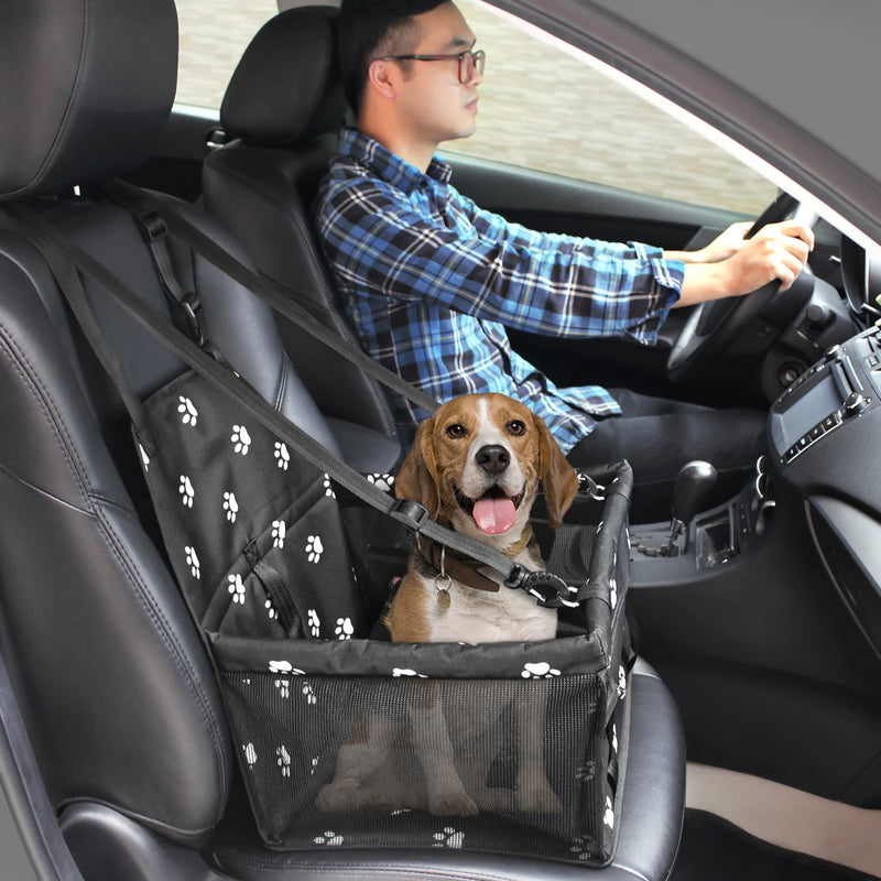 [Australia] - HIPPIH Dog Car Seats for Small Dogs, Collapsible Pet Booster Car Seat for Vehicles, Waterproof Puppy Car Seat Suitable for Medium Pets Under 11 lb, Upgraded Paw Prints 