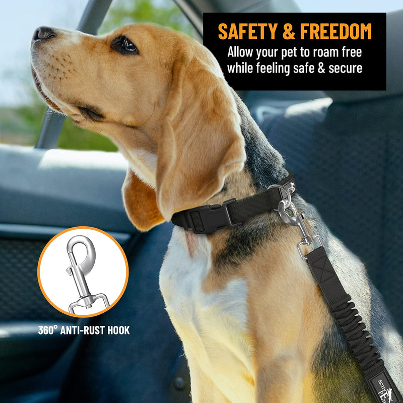 Active Pets Dog Seatbelt, Adjustable Safety Dog Seat Car Harness, Dog Seat Belt for Pets - Durable Dog Seatbelts for Cars - Dog Car Seat Belt for Dogs, Dog seat Belts for Large Dogs, Medium, & Small 1 Pack Black - PawsPlanet Australia