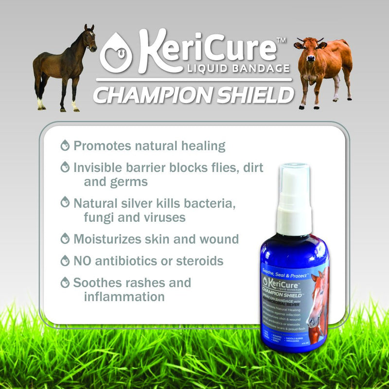 KeriCure Champion Seal - Champion Shield Silver Liquid Bandage Combo Pack; Spray on Liquid Bandage; 4oz Spray Wound Care for Horses and Large Animals - PawsPlanet Australia
