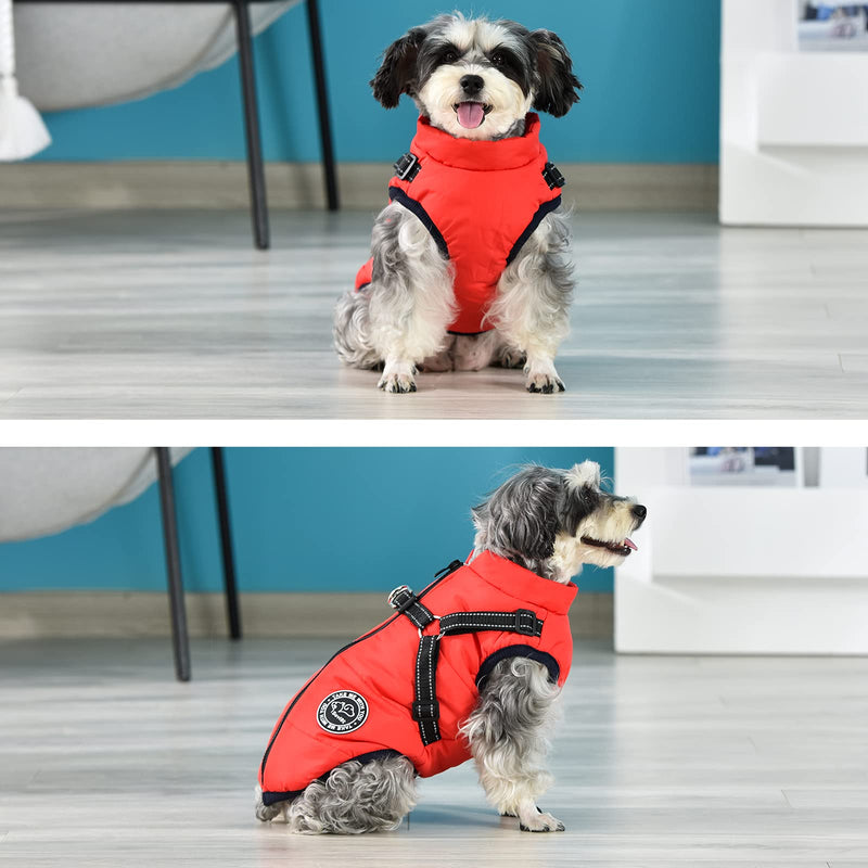 Savlot Dog Jacket Winter Vest Jackets Dog Coat Dog Sweater Pet Skiing Costume Sleeveless Cotton Padded Vest with Chest Strap S (Pack of 1) Red - PawsPlanet Australia