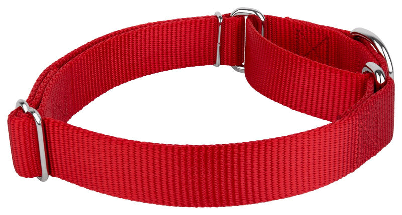 [Australia] - Country Brook Petz - Martingale Heavy Duty Nylon Dog Collar Medium, 1 Inch Wide Red 