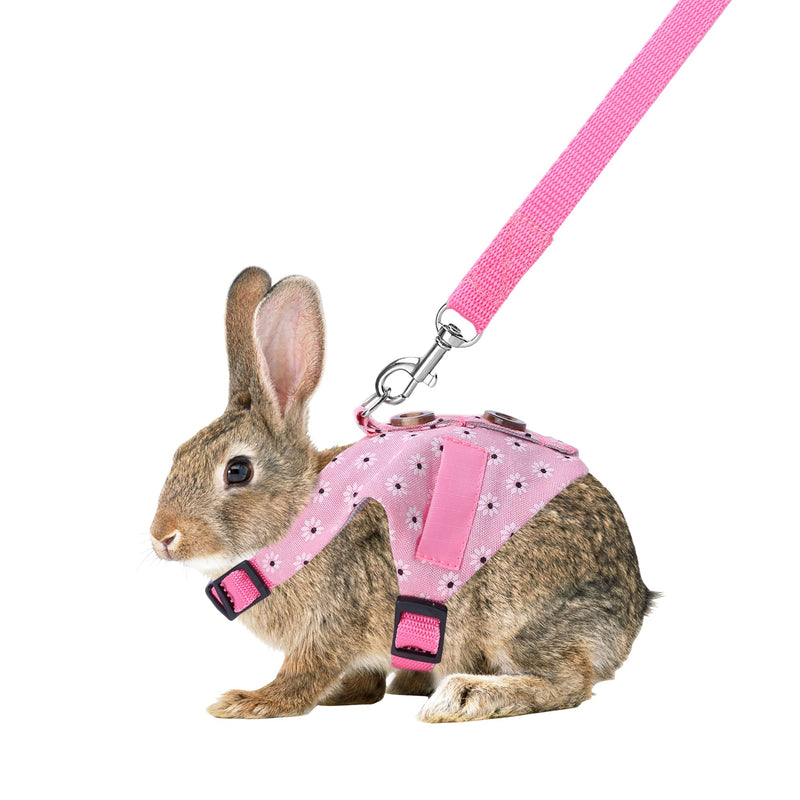 Filhome Rabbit Vest Harness and Leash Set Formal Suit Style Bunny Harness Adjustable Soft Harness with Button Decor for Rabbit Ferret Bunny Kitten Guinea Pig Small Animal Walking S Pink - PawsPlanet Australia