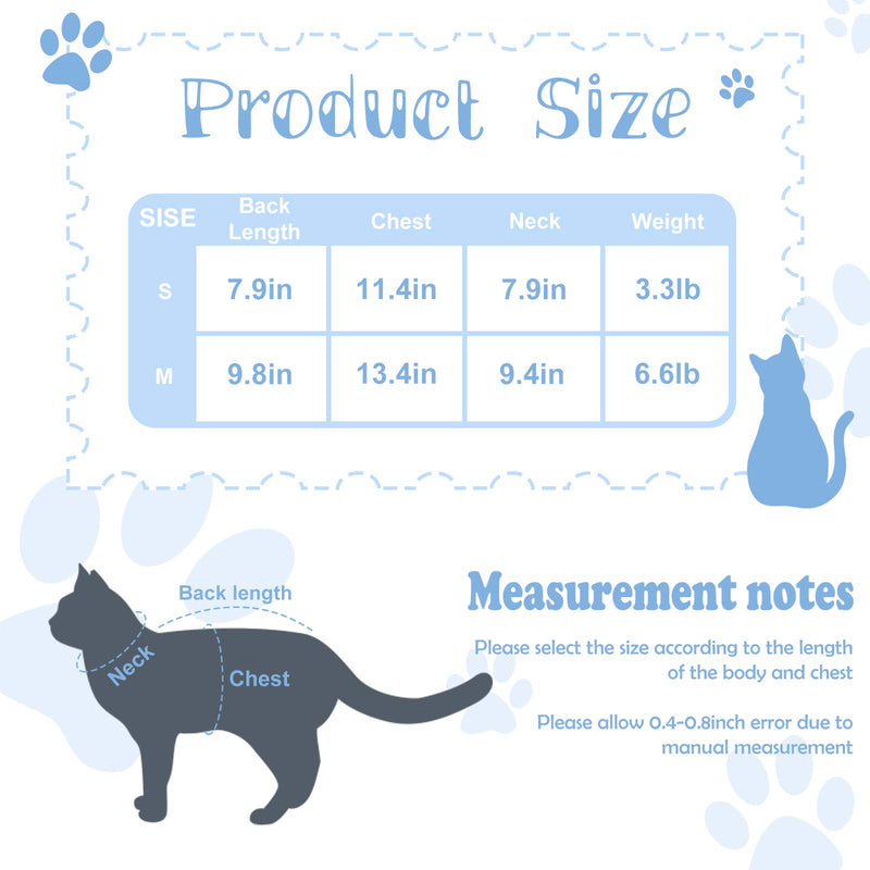 Xuniea 2 Pieces Cat Recovery Suits Abdominal Wounds Cat Recovery Body Wraps Breathable Collar Alternative for Cats and Dogs Wear Anti Licking Wounds Home Indoor Pets Clothing Small - PawsPlanet Australia