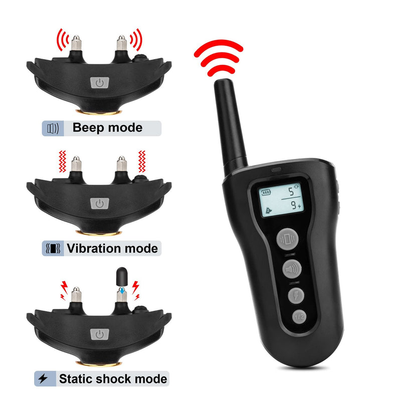 Bousnic Dog Training Collar 2 Dogs Upgraded 1000ft Remote Rechargeable Waterproof Electric Shock Collar with Beep Vibration Shock for Small Medium Large Dogs (15lbs - 120lbs) - PawsPlanet Australia