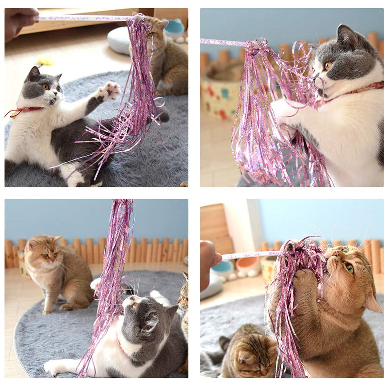 [Australia] - Cat Teaser Wands 3 PCS Cat Wands Interactive Cat Toys Cat Stick with Balls, Feather and Tassel for Cat Kitten Having Fun Exerciser Playing Pink 