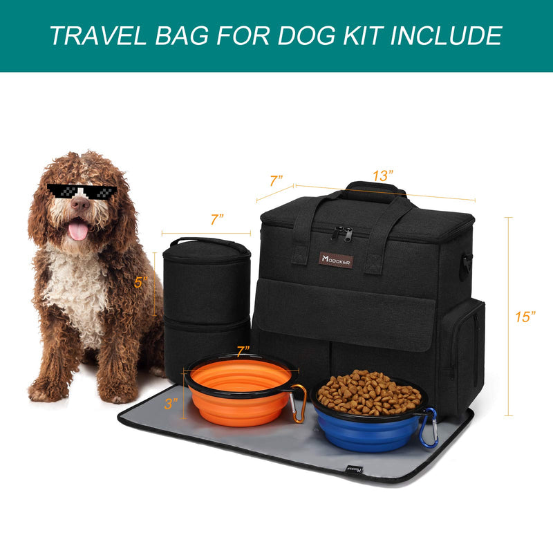 Modoker Airline Approved Pet Travel Bag,Weekend Dog Travel Set for Dog and Cat, Airline Approved Tote Organizer with Multi-Function Pockets Black - PawsPlanet Australia