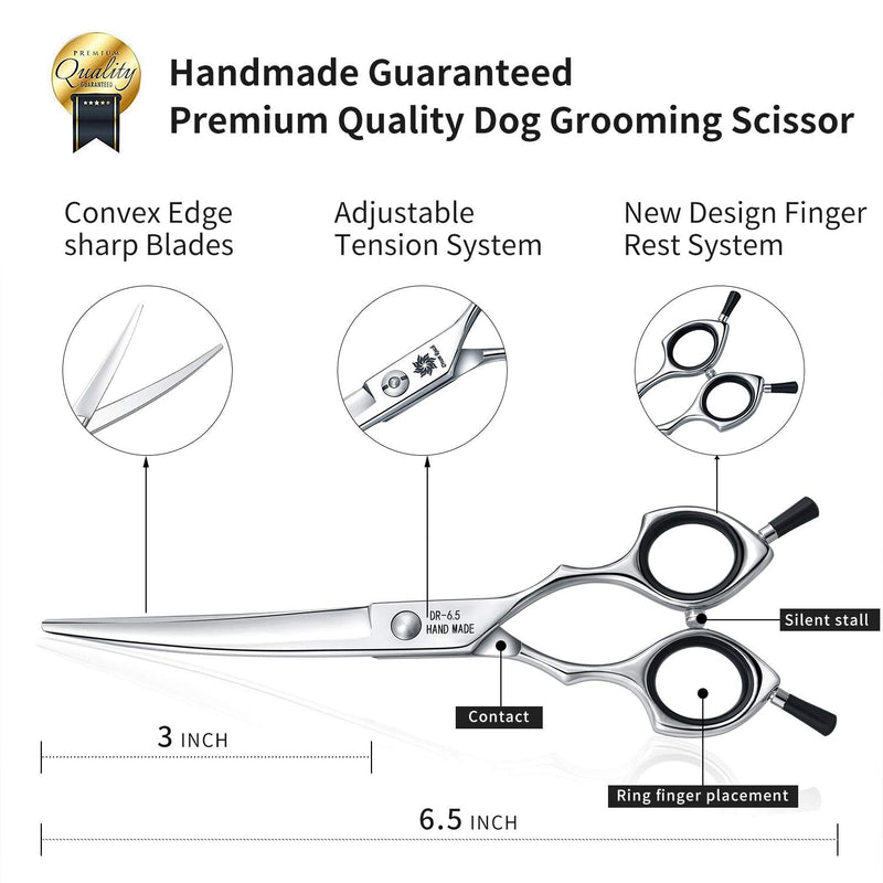 Dream Reach 6.5 inch dog scissors, fur scissors, curved dog scissors with gift box, 440C stainless steel fur scissors for dogs, cats, cutting (black). - PawsPlanet Australia
