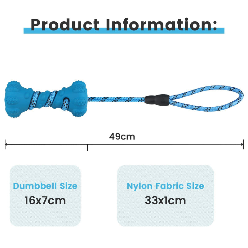 PcEoTllar Dog Toys Indestructible Small Medium Large Dog, Robust Dental Care Toy Interactive Chew Toy Rope Durable Natural Rubber Indestructible Rope 49cm Dog Rope for Boredom Blue - PawsPlanet Australia