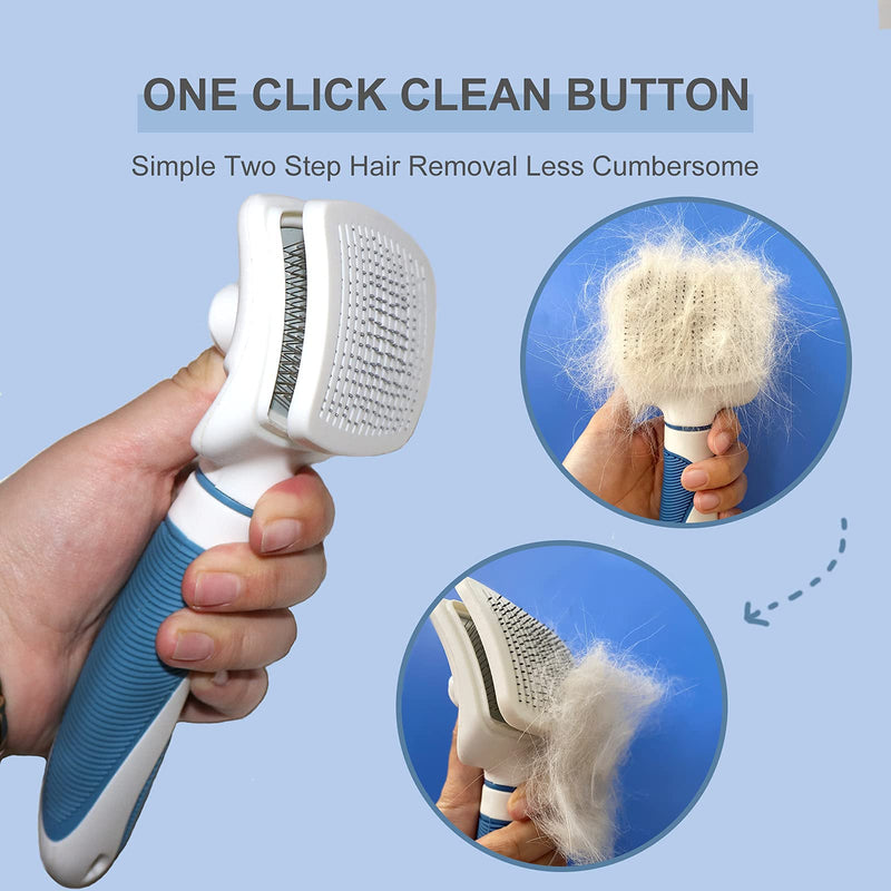 Self-Cleaning Dog Brush And Cat Brush Pet Grooming Brush For Long And Short Hair Removes Mats, Tangles, Loose Hair And Undercoat Treatment - PawsPlanet Australia