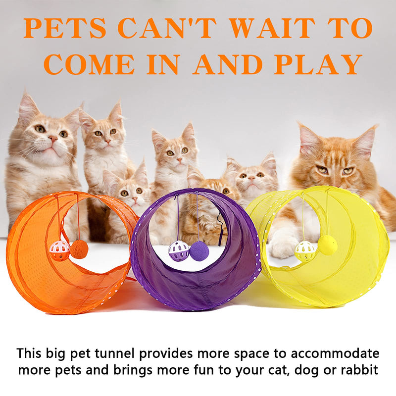 Pet Tunnel Tube Toy Orange Foldable Cat Dog Play Interactive Training Puppy Outdoor Indoor Supplies color 2 - PawsPlanet Australia