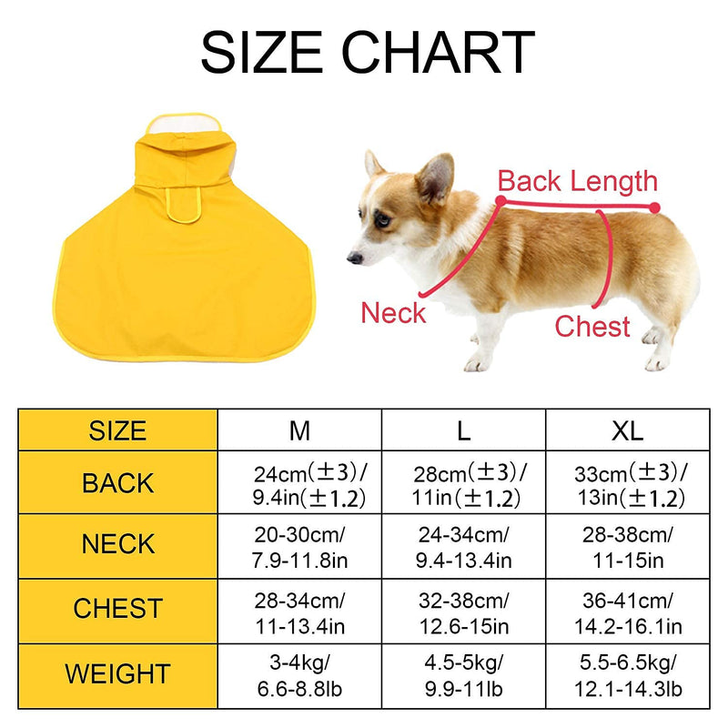 Podazz Dog Raincoat Small Medium Dog Poncho with Hood, Pet PU Rain coat for Dogs Cats Apparel Clothes, Ultra-Light Breathable Dog Rain Jacket for Puppies Small Medium Dogs Yellow L - PawsPlanet Australia