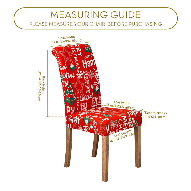 Christmas Dining Chair Covers Set of 4 - Yezex Stretchable Washable Removable Kitchen Chair Slipcovers Protector for Dining Room, Christmas Decoration, Holiday Party (Red Letter) Red Letter - PawsPlanet Australia