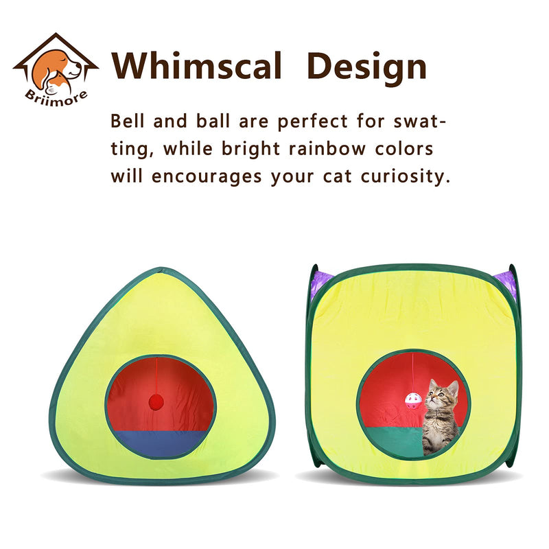 Cat Tunnel Toy and Cubes Combo, Cat Tunnels for Indoor Cats with Play Ball, Interactive Crinkle Collapsible Tent and Cubes, Cat Tube for Puppy Pet Rabbit - All in One Set of 3 (Rainbow) (Rainbow) - PawsPlanet Australia