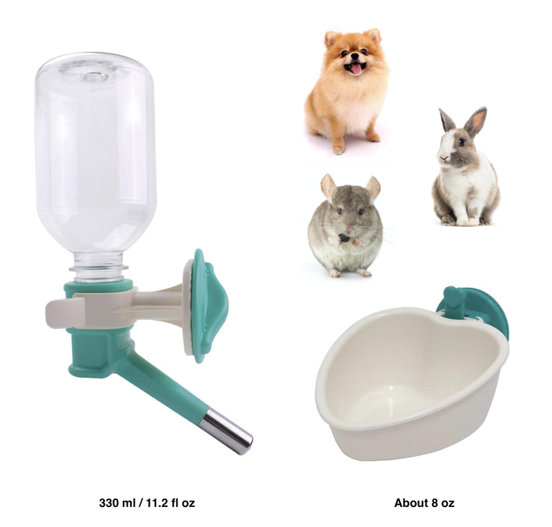 Choco Nose Rabbit No Drip Water Bottle & Food Bowl Set. H528 Wire Cage Leak-Proof Nozzle Chinchilla Toy-Breed Small-Sized Dog Puppy Dispenser Pet Waterer Crate Detachable Crock Animal Feeder BPA-Free - PawsPlanet Australia