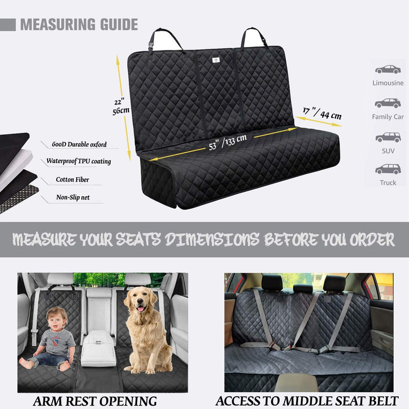 AMZPET Dog Car Seat Cover (Universal: 133cm Wide) - Waterproof Car Seat Covers for Dogs and Children, Non-slip, Scratch Proof - Durable Car Seat Protector - Not Isofix Car Seat Compatible Universal - PawsPlanet Australia