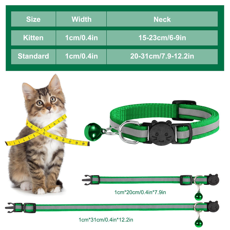 Cat collar with address tag, reflective cat collar with bell and safety clasp, adjustable cat collars for cats, puppies, pack of 12 - PawsPlanet Australia
