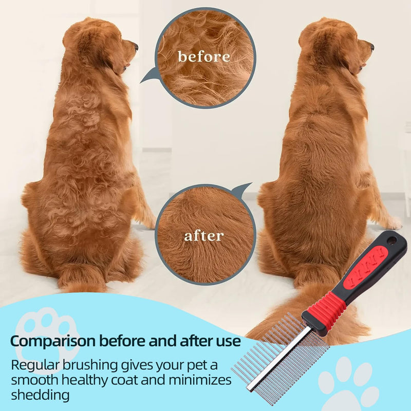 Pet Comb, Dog Grooming Comb, Cat Dog Professional Hair Removal Brush, Pet Double Sided Comb, for Small, Medium and Large Cats and Dog Combs - PawsPlanet Australia