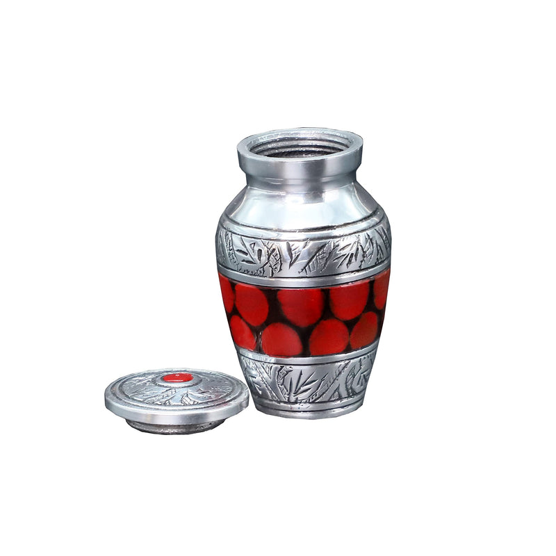hlc Lovely Small Keepsake Urn Qnty 1 - Keepsake Urn for Human Ashes with 1 Velvet Box Bag-Mini Keepsake Urn -Beautiful Peaceful Red Brass Hand Engraved Mini Memorial Affordable Keepsake Urn (3 cu.in) - PawsPlanet Australia