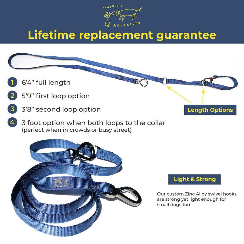 [Australia] - Markie's Adventure Hands Free Dog Leash, Multifunctional Adjustable Leash with Easy-Clip Swivel Hooks for All Ages and Abilities Black 