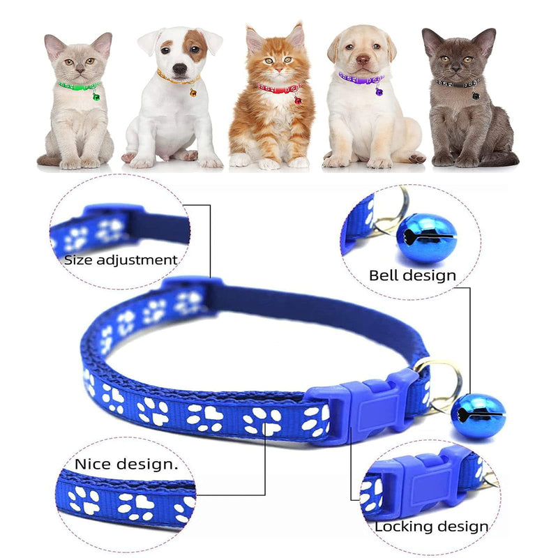 Pack of 12 cat collars, safety clasp, cat collars with bells, reflective cat collars, colorful cat collars, adjustable cat collar, for cats and puppies, rabbits - PawsPlanet Australia
