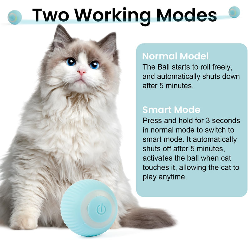 Weinlichkeit Interactive Cat Toy Ball, 360° Self-Rotating Electric Ball, Cat Ball with LED Light, USB Rechargeable Funny Balls Toy for Cats - PawsPlanet Australia