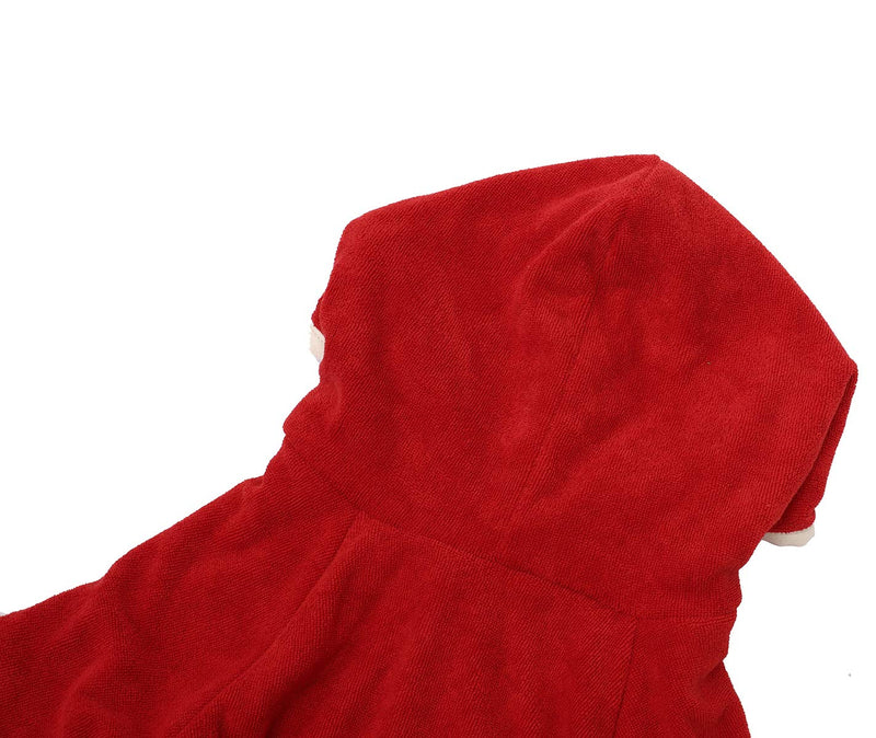 Dog bathrobe towel, dry fast dog robe with hoodies, microfibre dog towel wrap super absorbent pet dog cat bath robe towel - Red - M - PawsPlanet Australia