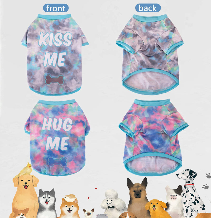 2 Pack Dog Shirts Tie Dye Dog Clothes for Small Medium Girl Boy Cute Soft Cat Clothing Breathable Puppy Apparel Pet Tee Purple+Grey - PawsPlanet Australia