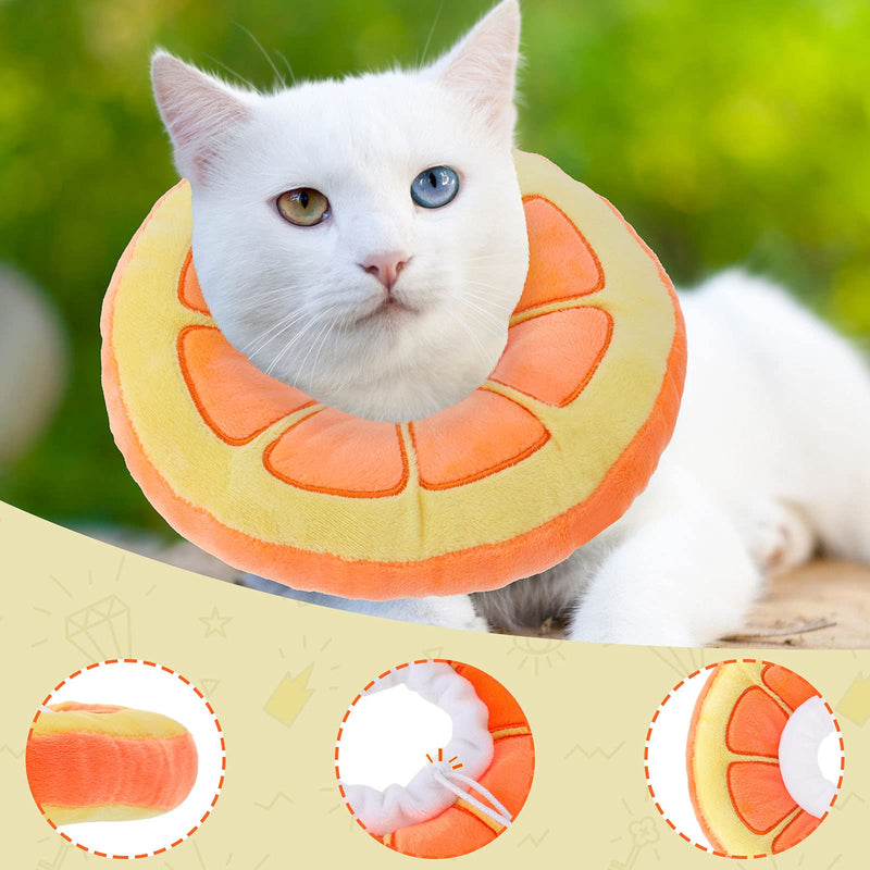 Frienda 2 Pieces Adjustable Cat Cone Collar Soft Cat Recovery Collar Cute Cat Elizabethan Collars Pet Neck Cone for Kitten and Small Dogs, Orange and Watermelon - PawsPlanet Australia