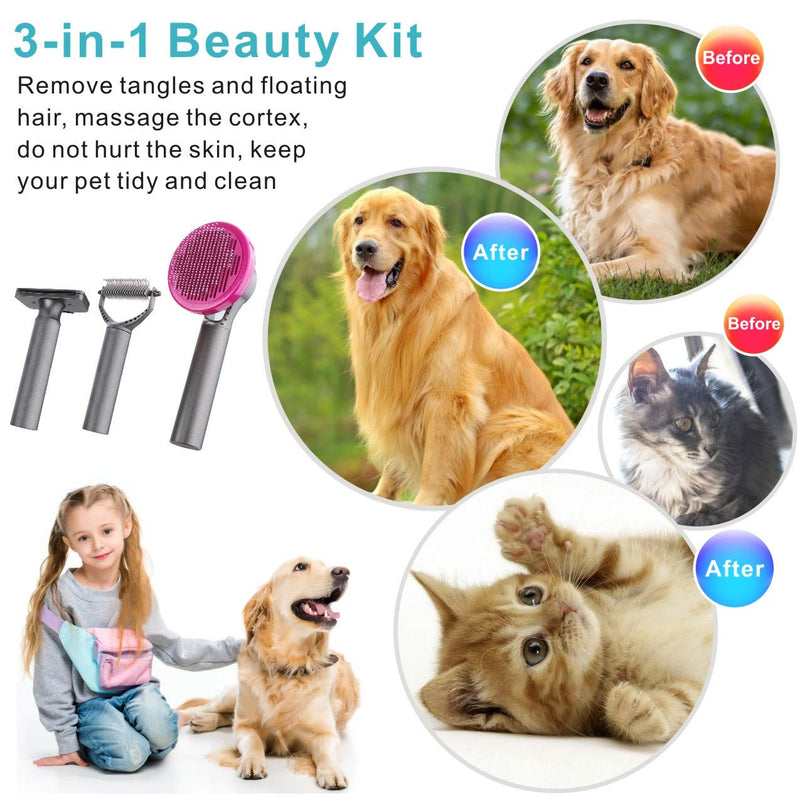 Idepet Dog Cat Pet Grooming Brush Kit,3 in 1 Pet Massage Beauty Comb Tools Hair Removal Kit For Long & Short Hair Dematting Shedding Tangles Remove Massage Beauty Pet Brush Kit - PawsPlanet Australia