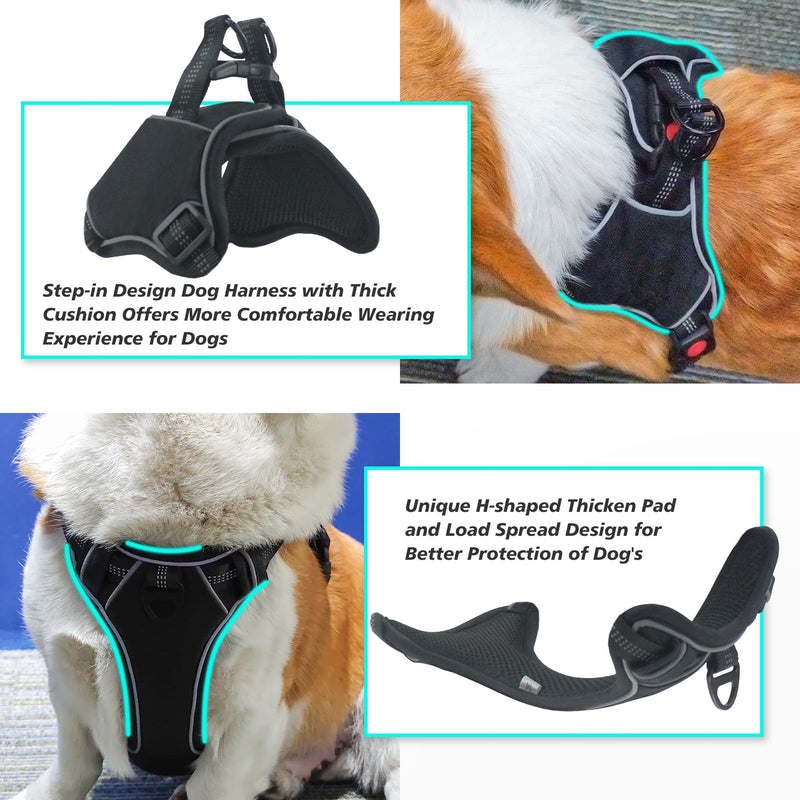 DAIJUN No Pull Dog Harness, Adjustable Reflective Easy Control Breathable Dog Harness with 5ft Dog Leash, Dog Harness for Medium Large Dog - PawsPlanet Australia