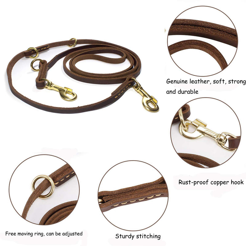 [Australia] - Hands Free Leash Multifunctional Dog Leash 8 Foot Leather Dog Leash for Medium & Small Dogs 