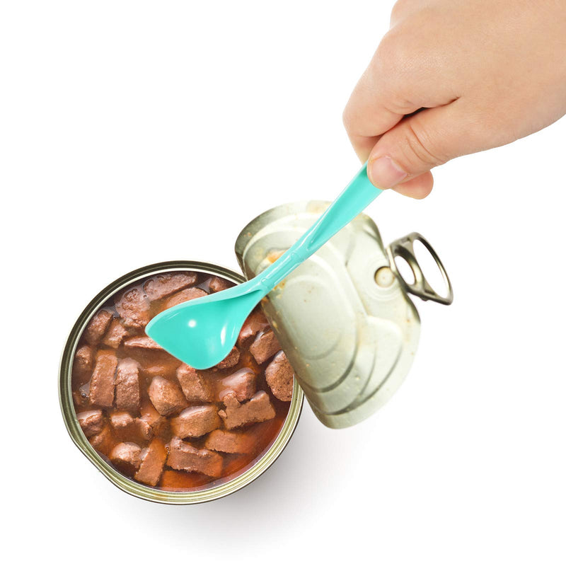 4 Pieces Pet Food Can Spoons Dog Cat Can Spoons Long Handle Dog Can Spoons Plastic Curved Design Pet Food Mixing Spoons - PawsPlanet Australia