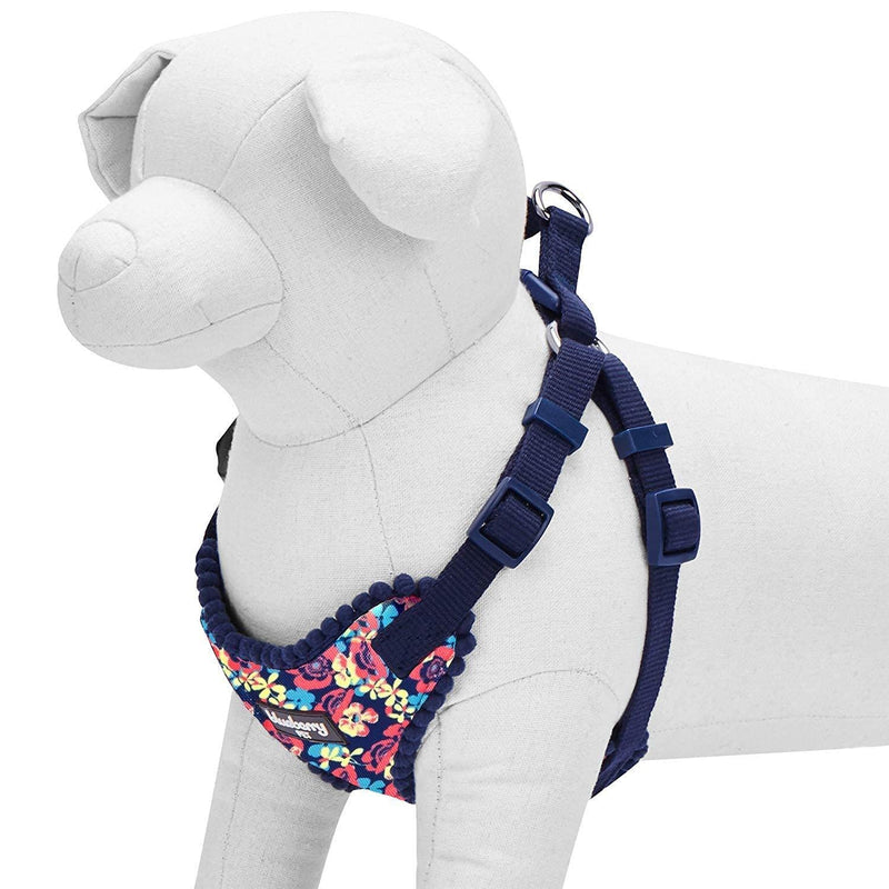 Blueberry Pet Spring Made Well Profound Floral Print Dog Harness Vest in Navy, Chest Girth 35cm-41cm, Neck 35cm-40.5cm, X-Small, Adjustable Harnesses for Dogs (35-41cm) Chest Girth - PawsPlanet Australia