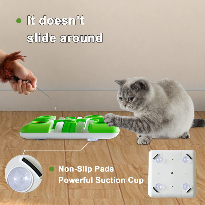 YOUMI Cat Slow Puzzle Feeder Treat Toy, Cat Feeder Food Dispenser Bowl, Interactive Treat Maze & IQ Training Toys for Cats - Slow Feeder Cat Bowl for Healthy Eating Diet (Green) - PawsPlanet Australia