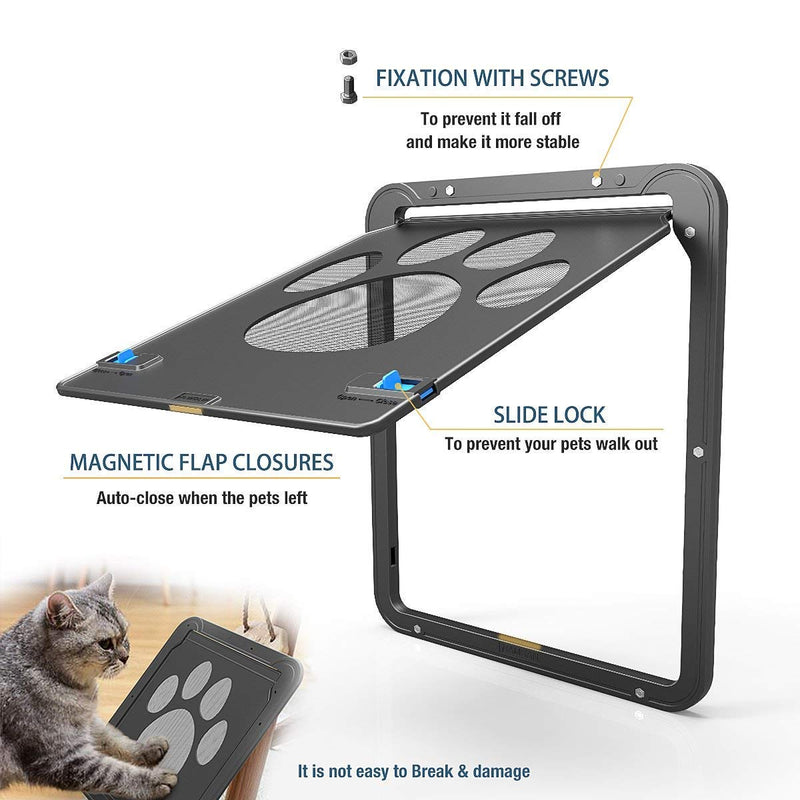 NAMSAN Pet Dog Screen Door for Sliding Door Protector Doggy Cat Screen Door with Magnetic Automatic Closure, Lockable Gate Black 8x10 Inch (Pack of 1) - PawsPlanet Australia