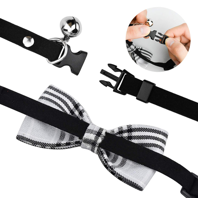 Personalised Quick Release Cat Collar with Cute Plaid Bow Tie & Bell Safety Kitten Collar Adjustable 20 - 30cm for Kitty Puppy Small Pets - PawsPlanet Australia