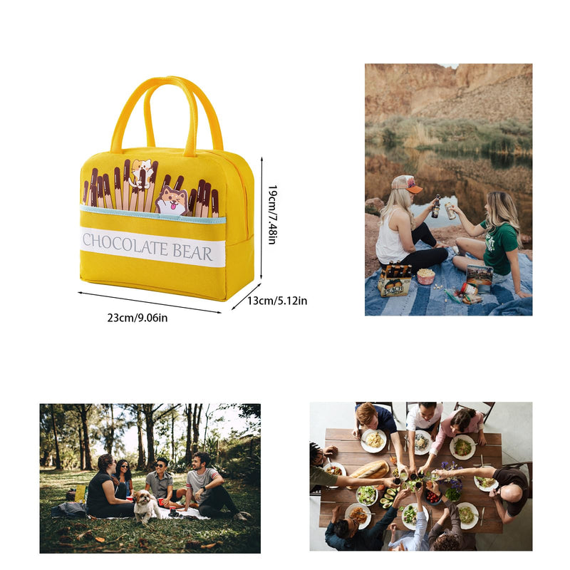 XFDXKLY Lunch Bag, Portable Waterproof Lunch Bag, Insulated Lunch Bag, Insulated Picnic Bag, Suitable for Women, Men, Schools, Offices, Picnics (Yellow) Yellow - PawsPlanet Australia