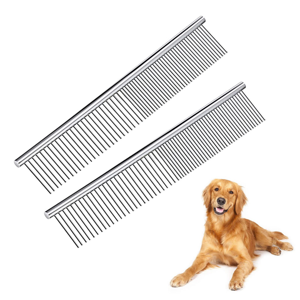 Stainless steel pet comb for dogs and cats, pet grooming comb for removing tangles and knots, with comb for grooming dogs, cats and other pets-2pcs - PawsPlanet Australia