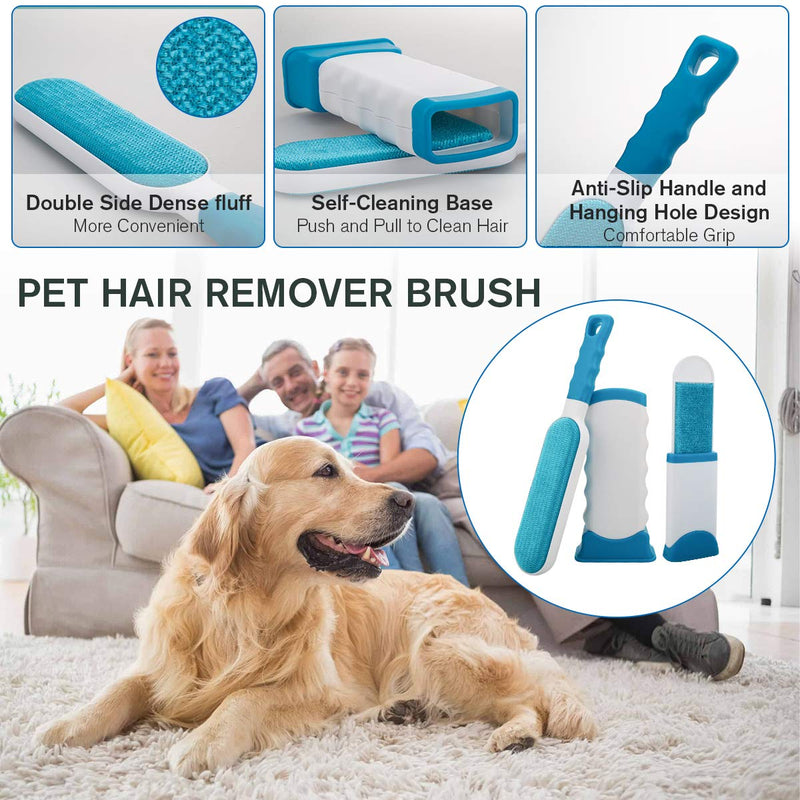 [Australia] - Pet Hair Remover,Doubled-Sized Cat Dog Hair Remover for Furniture,Clothing,Best Pet Hair Lint Brush Lint Roller for Pet Hair Fur Remover with Self-Cleaning Base,2 in 1 Animal Hair Removal Tool,Blue 