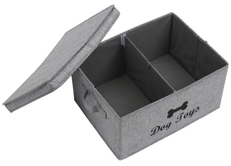 Geyecete Large Storage Boxes - Large Linen Fabric Foldable Storage Cubes with Lid/With compartment bathroom storage basket foldable toy storage basket-DOG-Snow Gray Snow Gray - PawsPlanet Australia