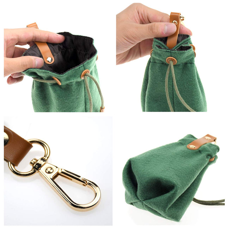 [Australia] - Changeary Dog Treat Pouch - Portable Dog Training Treats Bag Small Training Bag Easy to Use and Easy to Carry Green 