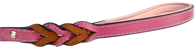 [Australia] - Soft Touch Collars - Luxury Handmade Braided Leather Dog Leash - The Capri Collection - 6 Feet x 3/4 inch Pink/Light Pink Handle 