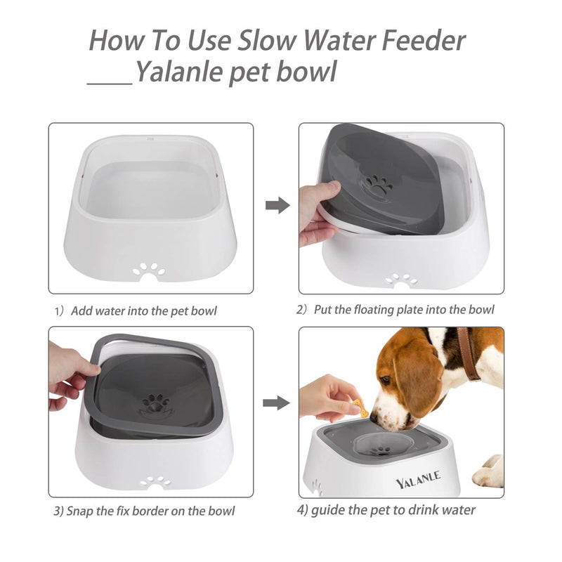 [Australia] - YALANLE Dog Bowl Pet Water Bowl No-Spill Dog Water Bowl Slow Water Feeder Vehicle Carried Pet Water Dispenser 35oz Feeder Bowl for Dogs/Cats 