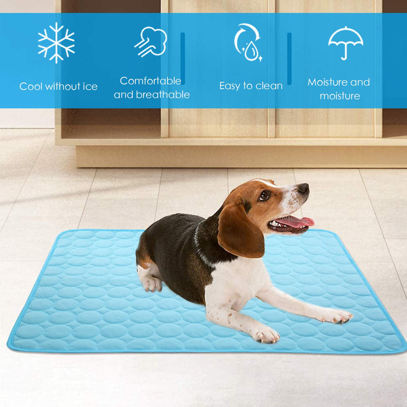 Dog Self Cooling Mat Pet,Breathable Summer Cooling Pads,WashableIce Silk Sleep Mat,Sleeping Kennel Mat Pad Non-Toxic Sleep Bed Mat for Large Dogs Cats Animal Blue - PawsPlanet Australia