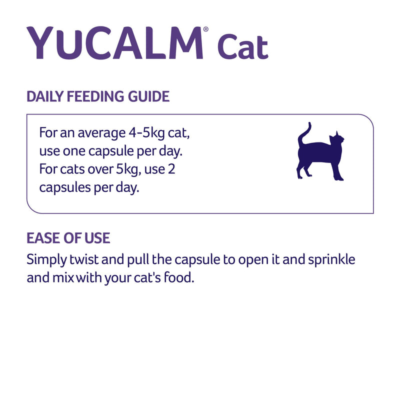 Lintbells | YuCALM Cat | Calming Supplement for Cats who are Stressed or Nervous, All Ages and Breeds | 30 Capsules - PawsPlanet Australia