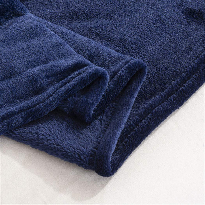 NAECOUS Flannel Fleece Blanket Lightweight Blanket for Sofa,Coverlet/Bed Cover Warm All Season Couch, Bed, Camping, Travel - Super Soft Cozy Microfiber Blanket (60"x80") Navy Blue 60"x80" - PawsPlanet Australia