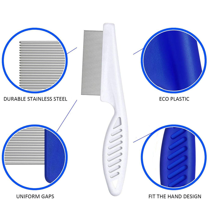 weback Flea Comb for Dogs, Lice Combs,Tick Comb, Cat flea Combs with Durable Teeth for Removing Tear Stains, Fleas, Dandruff, Lice 1pcs-white - PawsPlanet Australia
